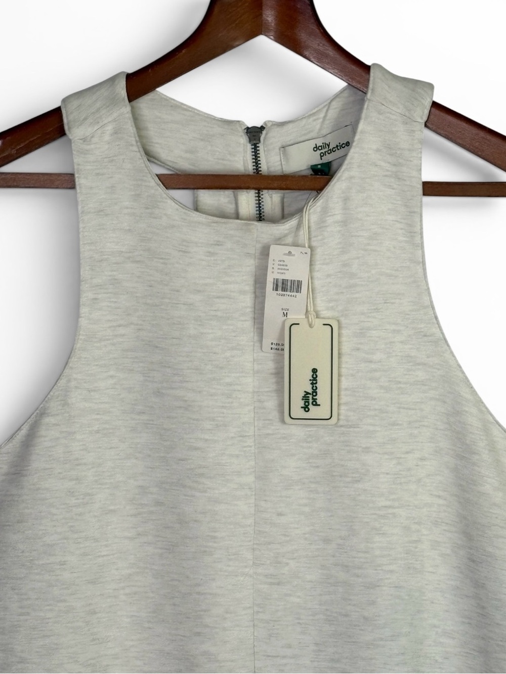 NWT Anthropologie Daily Practice Sleeveless Ruffle Dress Ivory Heather Size M - Picture 5 of 13